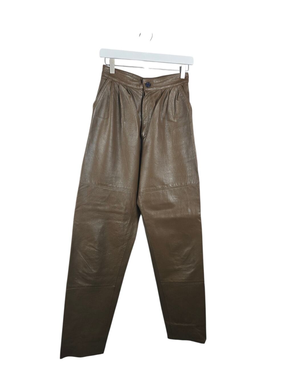 Vintage Jag Australia 100% Leather Pleated Trousers Brown AU 10 US 6